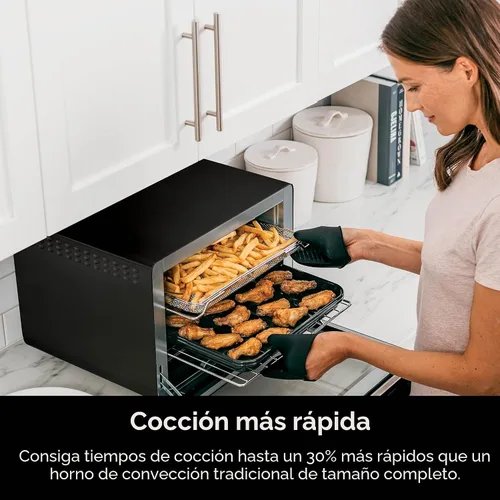 Vista 4 de Ninja DT202BK Foodi 8 en 1 XL Pro Air Fry Oven, horno de convección de encimera grande y tostador digital, 1800 vatios, negro, 12 pulgadas