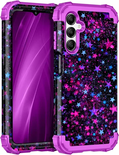Vista 28 de Miqala Funda para Galaxy A14 5G, que brilla en la oscuridad, tres capas, resistente, a prueba de golpes, protección completa, parachoques
