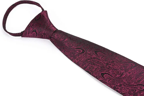 Vista 2 de Corbata de microfibra a rayas con cremallera para hombre, diseño de negocios, boda, color sólido