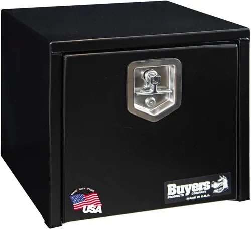Vista 22 de Buyers Products 1703349 - Caja de acero negro para debajo de la carrocería con pestillo de mango en T, 14 x 12 x 18 pulgadas, caja de herramientas