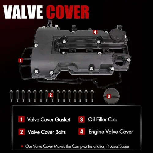 Vista 10 de MITZONE Cubierta de válvula de aluminio tipo tira de carbono compatible con Chevrolet Cruze 2011-2016 Sonic 2012-2020 Trax 2013-2021 Volt 2011-2015