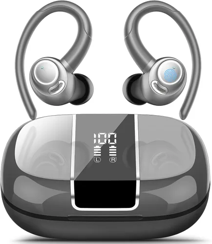 Vista 2 de Auriculares inalámbricos Bluetooth 5.3 deportivos, auriculares 48H con micrófono ENC, auriculares estéreo Bluetooth de graves profundos con ganchos