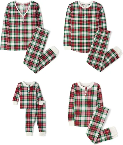 Vista 6 de The Children's Place Family Matching, Plaid Waffle 2 Piece Pajama Sets