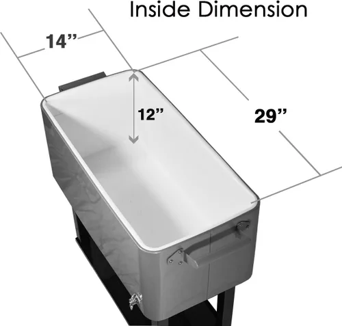 Vista 4 de Clevr caja refrigeradora para hielo rodante, para patio y exteriores, con bandeja adicional, barra de fiestas de patio portátil, cofre de bebidas