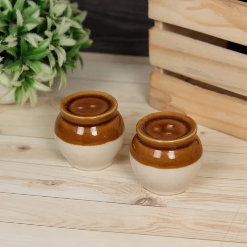 Vista 2 de Salero y dispensador de cerámica y pimienta con agujeros perfectos, adecuado para el hogar, cafetería, mesa de comedor, juego de 2 unidades, diseño