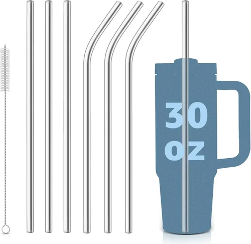 Vista 12 de para Stanley Quencher Vaso de 40 onzas 6x Pajillas de Acero Inoxidable Metálico, Pajillas de Reemplazo Extra Largas/Altas de 12 Pulgadas para Taza