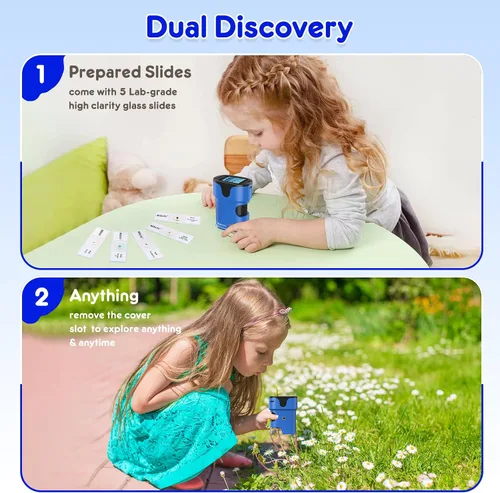 Vista 5 de Kids Handheld Digital Microscope Rechargeable: 4K 2.0" Screen, 1000X Portable Pocket Scope with Slides Kit & 32G Card – Science STEM Experiment Toy