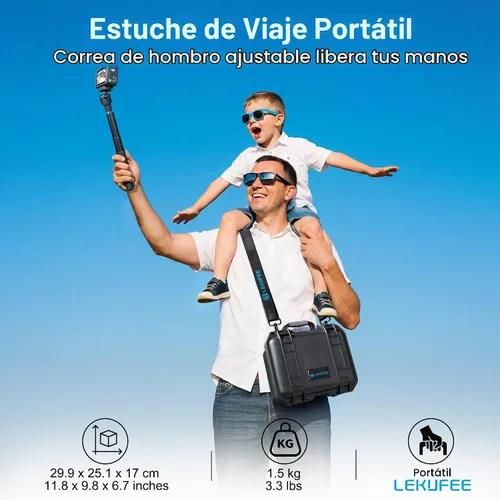 Vista 4 de Lekufee Funda rígida impermeable para DJI Osmo Action 6, Osmo Action 5 Pro/4/3, combo de aventura, combo estándar y más accesorios (solo funda)