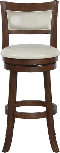Vista 8 de OSP Home Furnishings Metro - Taburete giratorio de 30 pulgadas con asiento acolchado y reposapiés adjunto, piel sintética color crema con marco
