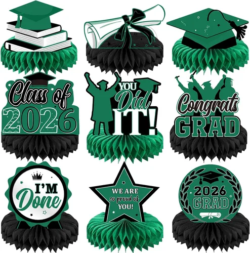 Vista 12 de Yisong 9 piezas de decoración de mesa de fiesta de graduación 2026, felicitaciones de la clase de 2026, centros de mesa de graduación para mesas