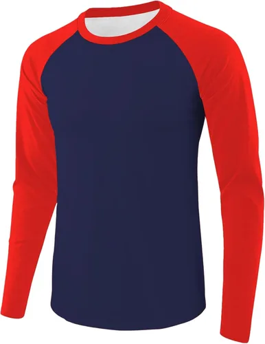 Vista 7 de Camiseta de béisbol para hombre, manga larga, cuello redondo, algodón, raglán, casual, dinámica
