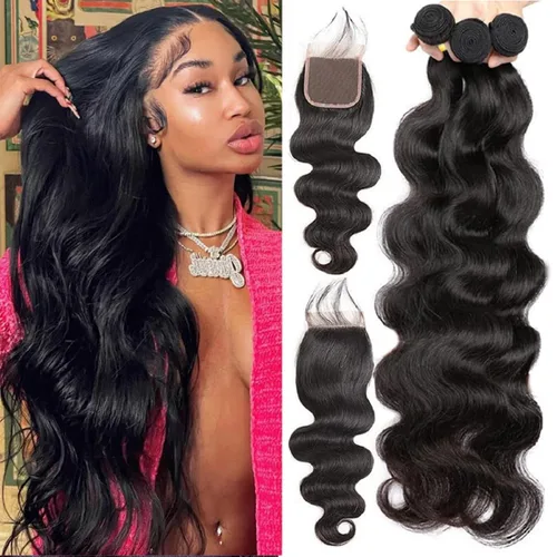 Vista 11 de Paquetes de cabello humano ondulado de 12, 14, 16 pulgadas 3 paquetes negro natural