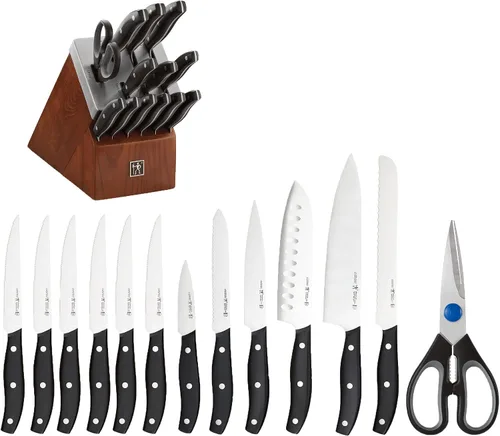 Vista 3 de Henckels Definition - Juego de 14 cuchillos autoafilables, cuchillo de chef, cuchillo de pelar, cuchillo utilitario, cuchillo de pan, cuchillo