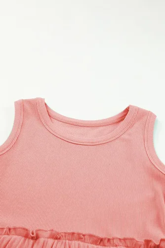 Vista 8 de blibean Vestido de verano sin mangas para niñas, trajes cómodos talla 4-13 años, A rosa