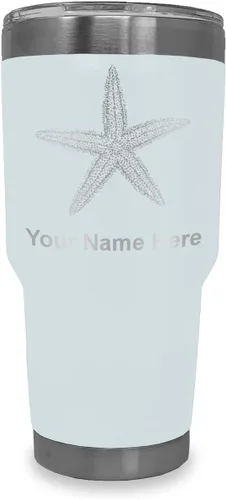 Vista 10 de LaserGram 20oz Vacuum Insulated Tumbler Mug, Starfish, Personalized Engraving Included (Black)