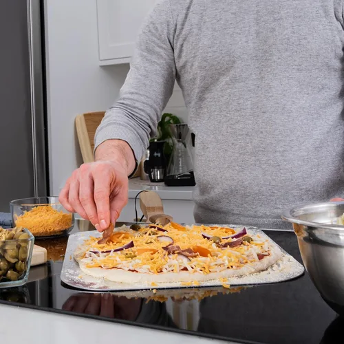 Vista 7 de Old Stone Pizza Kitchen - Pala de aluminio para pizza con mango de madera plegable, 12 x 14 pulgadas