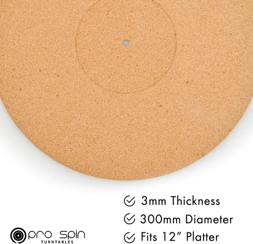 Vista 2 de PRO SPIN - Tapete giratorio de corcho para tocadiscos de vinilo LP (0.118 pulgadas) Tapete para tocadiscos con soporte de sonido acústico de alta