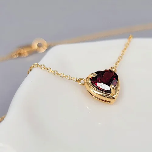 Vista 11 de 18K Solid Yellow Gold Genuine Gemstone Choker Necklace, 15 inches Chain Pendant Dainty Necklace gift for her