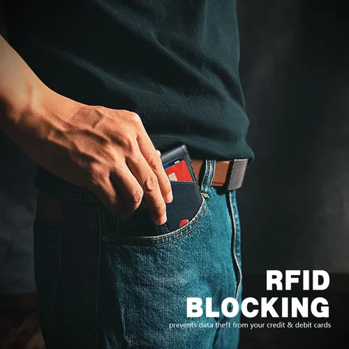 Vista 62 de Zitahli - Billeteras delgadas RFID para hombres, billetera de cuero flexible con clip de dinero, cartera minimalista con bolsillo frontal