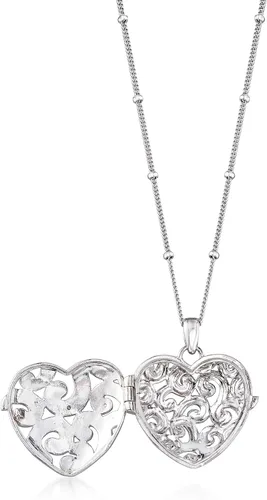 Vista 3 de Ross-Simons Collar con medallón de corazón de plata de ley con detalles de diamante, Diamante, diamante