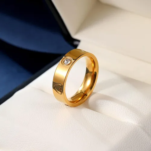 Vista 3 de 3PCS Love Friendship Rings for Women Girl 18K Gold Silver Rose Plated Cubic Zirconia Titanium Steel Promise Ring Wedding Band Jewelry Birthday Gifts