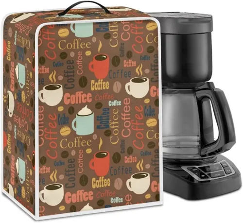 Vista 65 de Funda para cafetera, poliéster, azul, se adapta a la mayoría de máquinas de café estándar, protector resistente al polvo, huellas dactilares