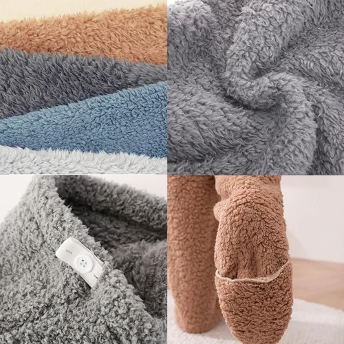 Vista 6 de Hdnaihpp Calcetines de piernas de peluche, calcetines largos mullidos por encima de la rodilla, pantuflas de felpa, calentadores de piernas