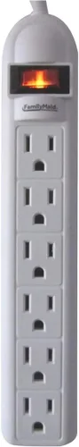 Vista 4 de Treasure Gurus - Protector de sobretensiones para computadora, regleta de alimentación electrónica, 6 salidas, color blanco