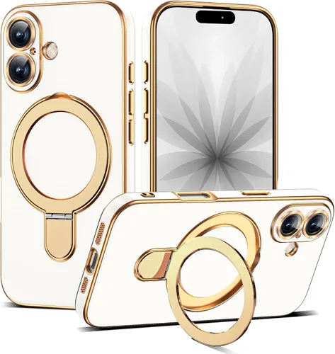 Vista 68 de Funda compatible con iPhone 12 con soporte de anillo magnético invisible [compatible con Mag-Safe] [Protector completo de lente de cámara] Funda