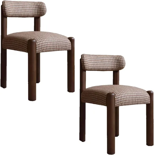 Vista 12 de Silla de cocina tapizada de lino, sillas de comedor retro con patas de madera, silla de asientos acolchados para comedor, dormitorio, sala de estar