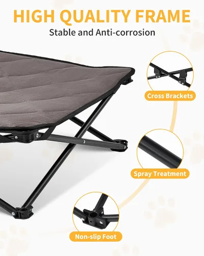Vista 6 de KingCamp Cama elevada para perros pequeños, cama de mascotas elevada y de enfriamiento para exteriores con malla transpirable lavable y pies