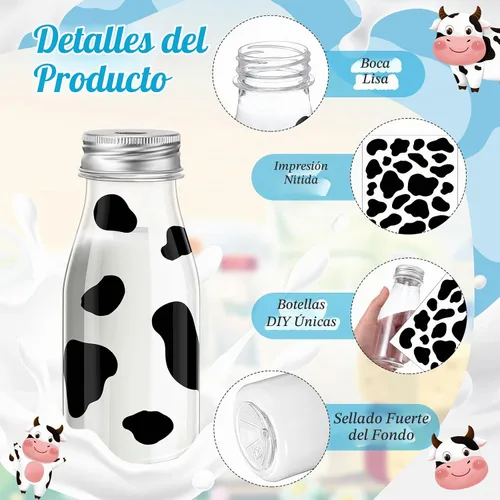 Vista 5 de SiliFine - Juego de 24 mini botellas de leche de 7 onzas con tapas