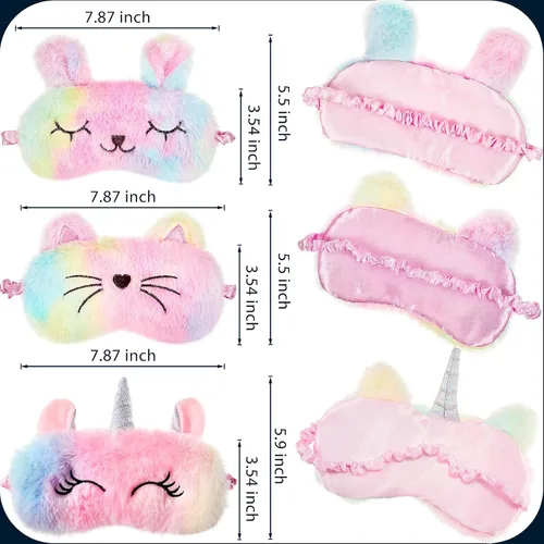 Vista 2 de SATINIOR Paquete de 6 máscaras de unicornio para dormir, diseño de arcoíris