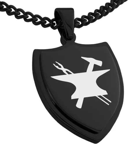 Vista 23 de Collar con colgante de escudo de dioses griegos de acero inoxidable