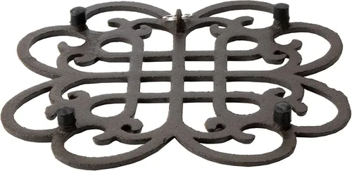 Vista 4 de GASARÉ, Salvamanteles de hierro fundido para platos calientes, ollas y sartenes, salvamanteles de metal, diseño clásico, tapas de patas de goma
