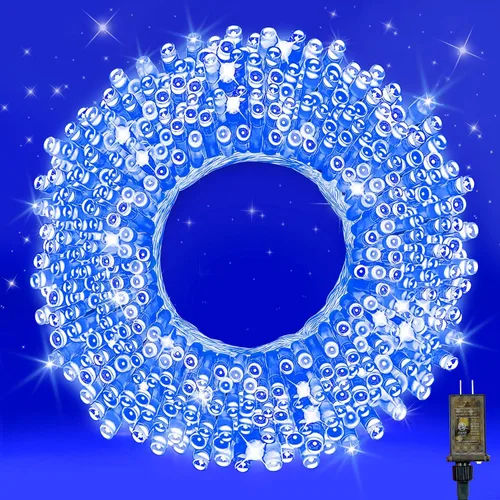 Vista 12 de Guirnalda de luces blancas cálidas de 33 pies, 100 luces LED impermeables en cable transparente, para interiores y exteriores, Navidad, boda, patio