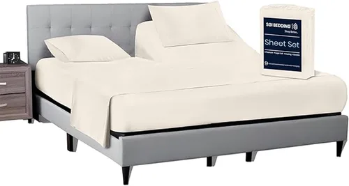 Vista 27 de SGI bedding Sábana Queen de 28" con Parte Superior Dividida Flex Head, 100% Algodón Egipcio, Cuenta de Hilos 1000, Sábana Superior Flex para Cama