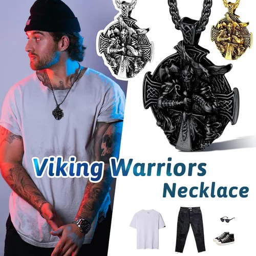 Vista 5 de FaithHeart Collar vikingo para hombre, acero inoxidable, mitología nórdica, lanza vikingaamuleto de Odín