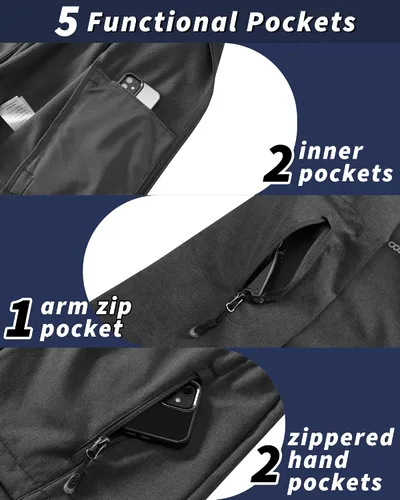 Vista 3 de 33,000ft Chaqueta Softshell con capucha para hombre, impermeable, ligera, aislada, cortavientos, con forro polar