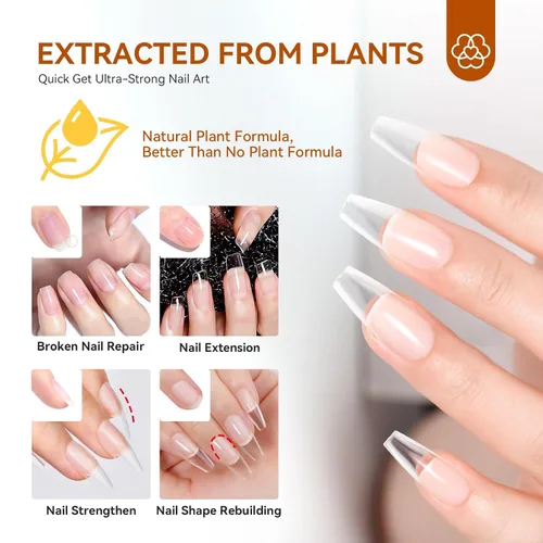 Vista 4 de SAVILAND Clear Builder - Gel de uñas de 0.5 fl oz (0.5 onzas líquidas), gel de extensión de uñas en una botella, gel duro fortalecedor de uñas rico