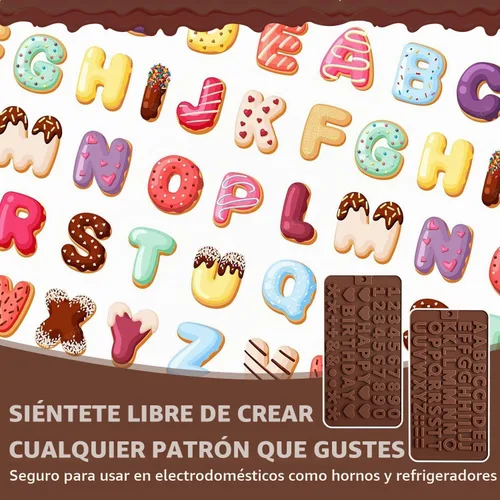 Vista 3 de 2 moldes de silicona para chocolate, moldes de letras de números, moldes reutilizables para dulces con símbolos de decoración de feliz cumpleaños