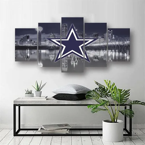 Vista 4 de Póster de fútbol americano de los Dallas City Cowboys, diseño deportivo, lienzo para pared, diseño artístico, decoración del hogar, marco grande