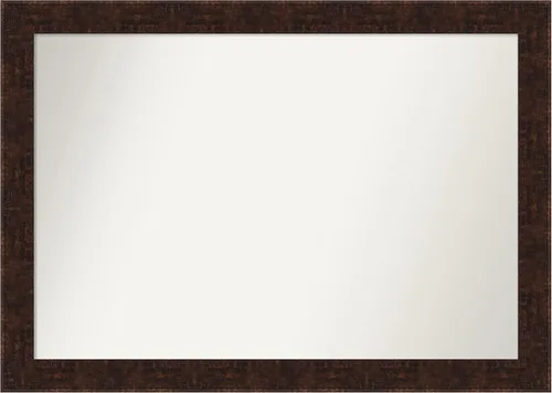 Vista 187 de Amanti Art Espejo de baño de bronce para sobre fregadero, 24 x 24 pulgadas, espejo de tocador cuadrado estrecho de bronce Manhattan, marco de madera