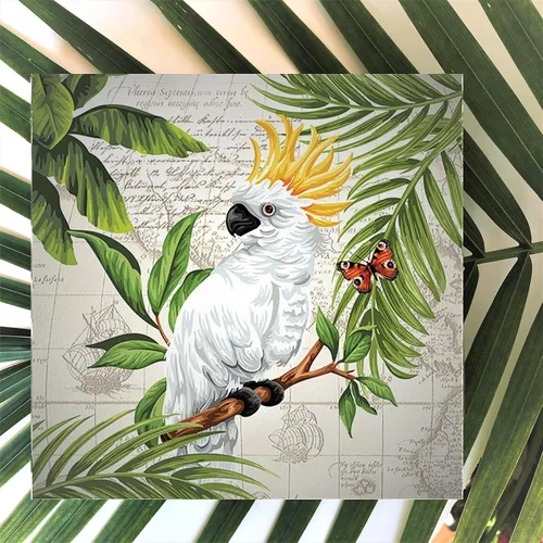 Vista 3 de Servilletas decorativas de 20 unidades, 13 x 13 pulgadas, diseño de pájaro blanco, servilletas de decoupage, servilletas desechables de otoño