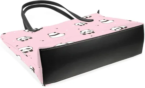 Vista 4 de Bolso de hombro para mujer bolso de cuero para comprador bolso grande para trabajo lindo diseño de panda de dibujos animados bolso casual Colorido