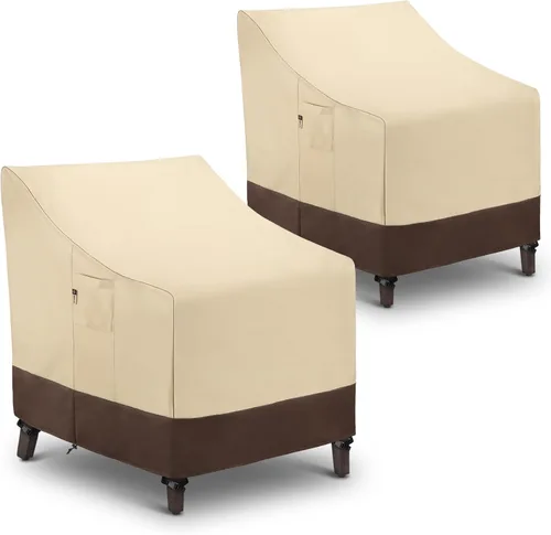 Vista 9 de Arcedo Fundas para Sillas de Respaldo Alto para Exteriores Impermeables, Fundas para Sillas Giratorias de Comedor Apilables de Servicio Pesado Beige