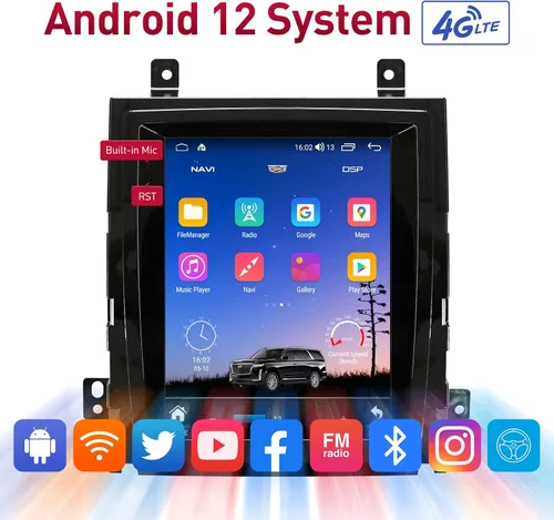 Vista 4 de Radio de coche para Cadillac Escalade 2007-2014, Android 12 estéreo 10.4 pulgadas Octa-Core 4+64G Carplay inalámbrico Android Auto 4G red 5G WiFi