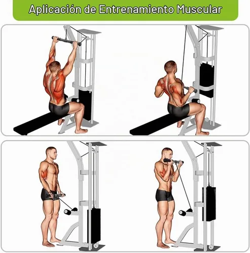 Vista 6 de SELEWARE Accesorios de máquinas de cable de barra recta giratoria para gimnasio, barra de tracción barra de presión con mango de goma