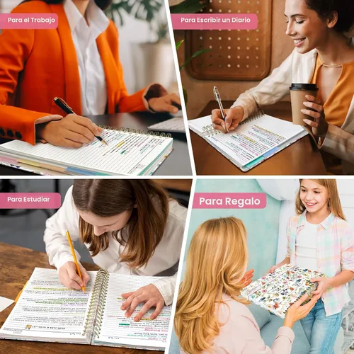 Vista 7 de Cuadernos grandes de espiral rayados para el trabajo con divisores y pestañas extraíbles, 8.5 x 11 pulgadas, bonito cuaderno de tapa dura de 5