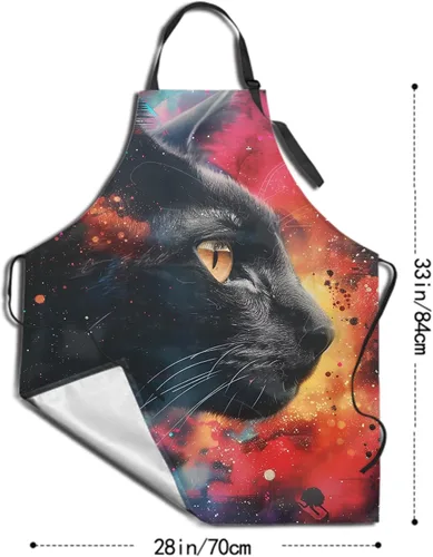 Vista 2 de Delantal impreso delantales de pintura de poliéster con bolsillo para cocinar cocina a la parrilla adultos
